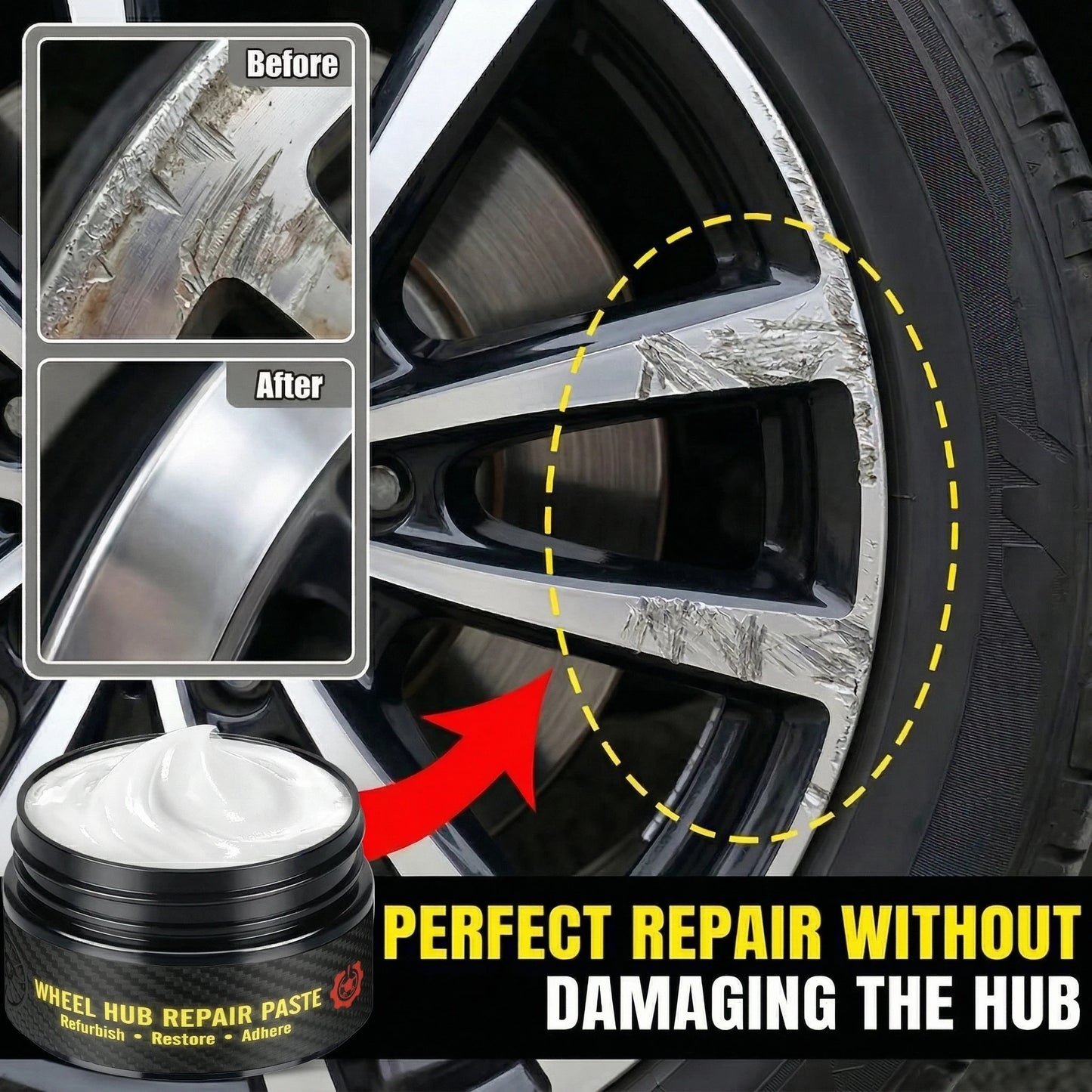 Southbound's Car wheel rim scratch refurbishment paste, tire rim scratch paint repair paste - black and white silver aluminum alloy rim elect